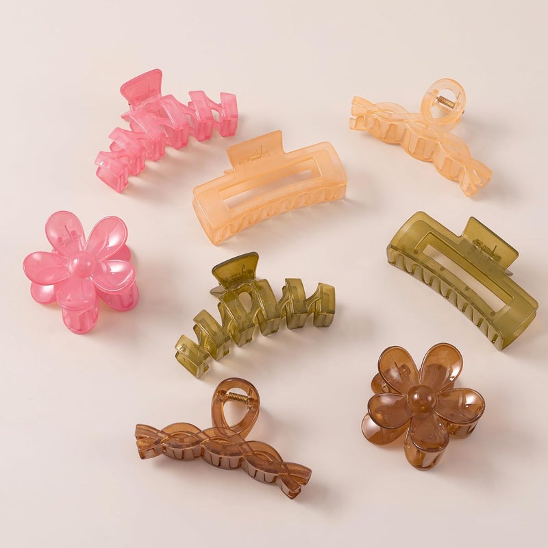 Sunolga 8PCS Hair Clips for Women, Flower Claw Clips for Thick Hair, Non-Slip Hair Accessories with Multi-Styles, Colorful Hair Claw Clips and Variety Pack, Ideal for Girls - Image 1